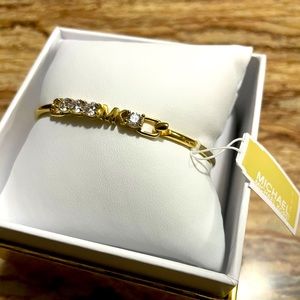 Michael Kors 4 Crystal Stone MK Bangle Gold Tone